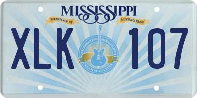 MS license plate XLK107