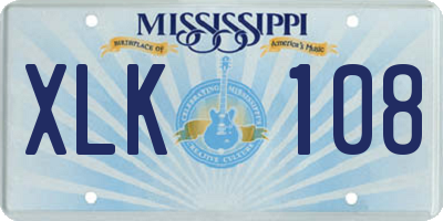 MS license plate XLK108