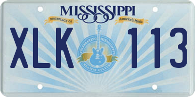 MS license plate XLK113