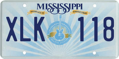 MS license plate XLK118