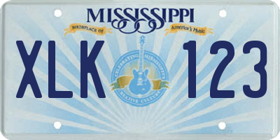 MS license plate XLK123