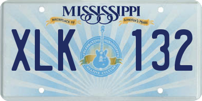 MS license plate XLK132