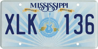 MS license plate XLK136