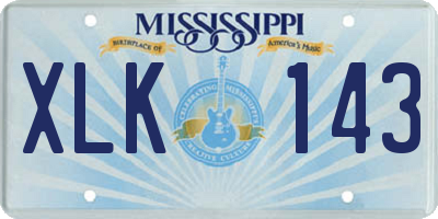 MS license plate XLK143