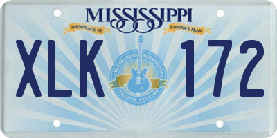 MS license plate XLK172
