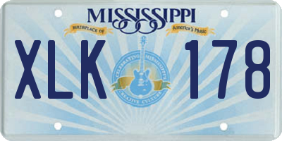 MS license plate XLK178