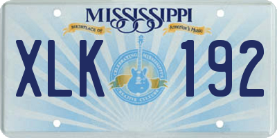 MS license plate XLK192