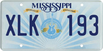 MS license plate XLK193