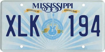 MS license plate XLK194