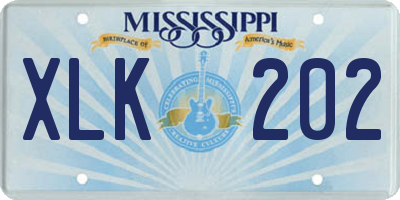 MS license plate XLK202