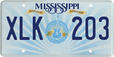 MS license plate XLK203