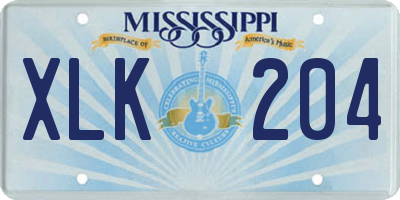 MS license plate XLK204