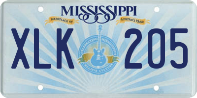 MS license plate XLK205