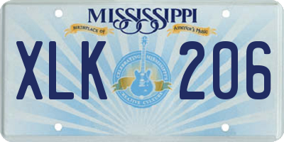 MS license plate XLK206