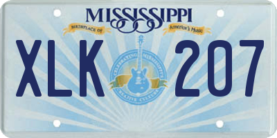 MS license plate XLK207