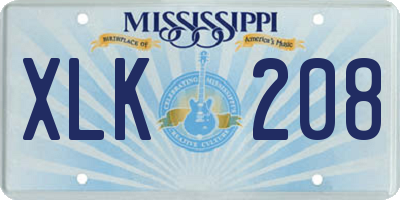 MS license plate XLK208