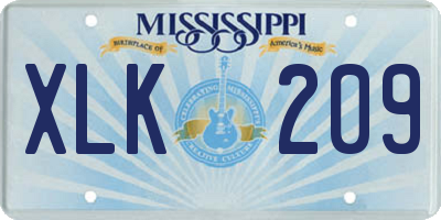 MS license plate XLK209
