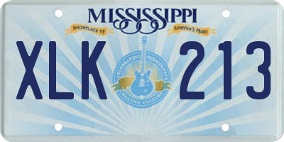 MS license plate XLK213