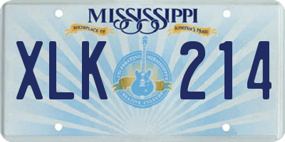 MS license plate XLK214