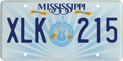 MS license plate XLK215