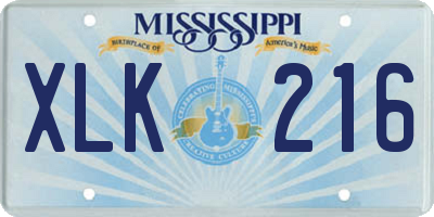 MS license plate XLK216
