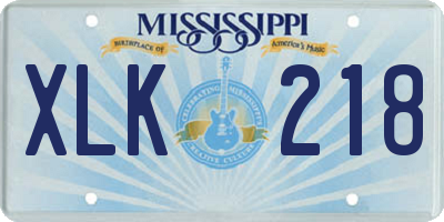 MS license plate XLK218