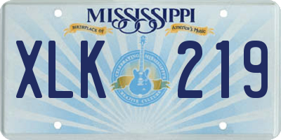 MS license plate XLK219