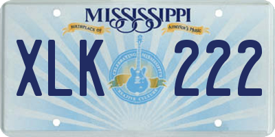 MS license plate XLK222