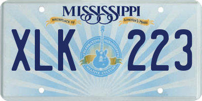 MS license plate XLK223