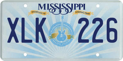MS license plate XLK226