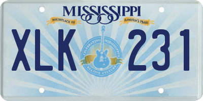 MS license plate XLK231