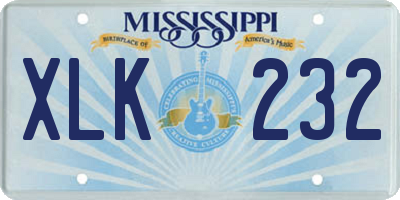MS license plate XLK232