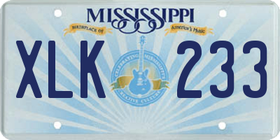 MS license plate XLK233