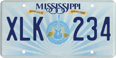 MS license plate XLK234
