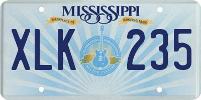 MS license plate XLK235