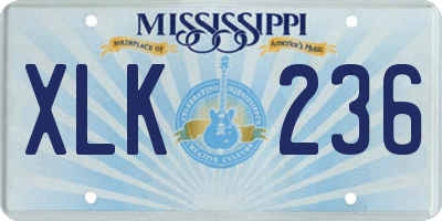 MS license plate XLK236