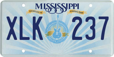 MS license plate XLK237