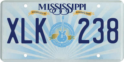 MS license plate XLK238