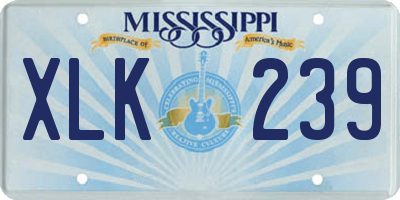 MS license plate XLK239