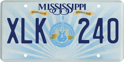 MS license plate XLK240