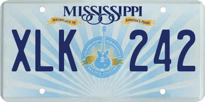 MS license plate XLK242