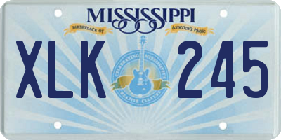 MS license plate XLK245