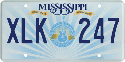 MS license plate XLK247