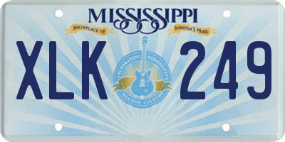 MS license plate XLK249
