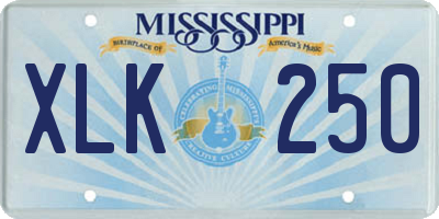 MS license plate XLK250