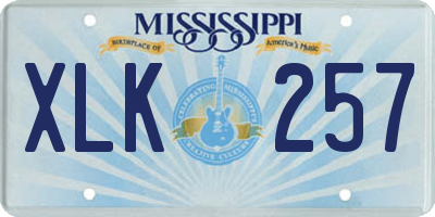 MS license plate XLK257