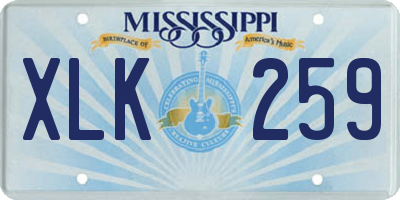 MS license plate XLK259