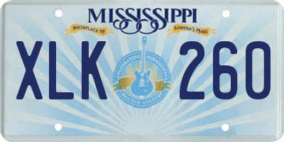 MS license plate XLK260