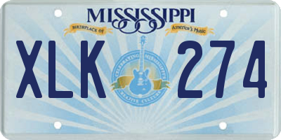 MS license plate XLK274