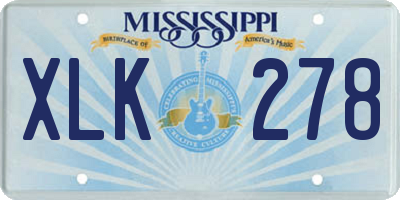 MS license plate XLK278
